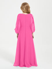 Modest Long Sleeved Junior Bridesmaid Gowns Azalea