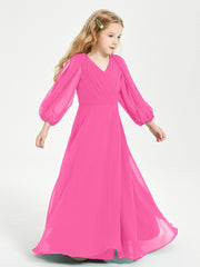 Modest Long Sleeved Junior Bridesmaid Gowns Azalea