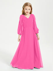 Modest Long Sleeved Junior Bridesmaid Gowns Azalea