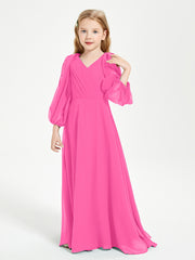 Modest Long Sleeved Junior Bridesmaid Gowns Azalea