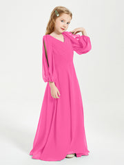 Modest Long Sleeved Junior Bridesmaid Gowns Azalea