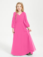 Modest Long Sleeved Junior Bridesmaid Gowns Azalea