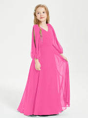 Modest Long Sleeved Junior Bridesmaid Gowns Azalea