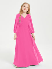 Modest Long Sleeved Junior Bridesmaid Gowns Azalea