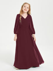 Modest Long Sleeved Junior Bridesmaid Gowns Cabernet