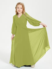 Modest Long Sleeved Junior Bridesmaid Gowns Clover