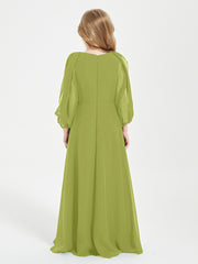 Modest Long Sleeved Junior Bridesmaid Gowns Clover