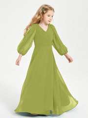 Modest Long Sleeved Junior Bridesmaid Gowns Clover