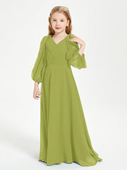 Modest Long Sleeved Junior Bridesmaid Gowns Clover