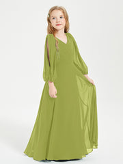 Modest Long Sleeved Junior Bridesmaid Gowns Clover