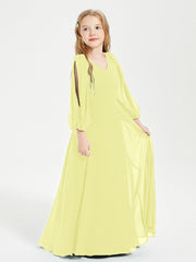 Modest Long Sleeved Junior Bridesmaid Gowns Daffodil