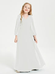 Modest Long Sleeved Junior Bridesmaid Gowns Ivory