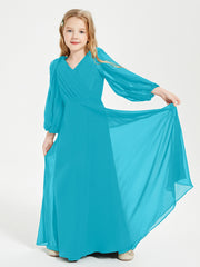 Modest Long Sleeved Junior Bridesmaid Gowns Jade