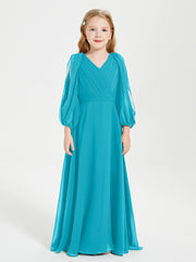 Modest Long Sleeved Junior Bridesmaid Gowns Jade