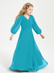 Modest Long Sleeved Junior Bridesmaid Gowns Jade