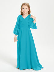 Modest Long Sleeved Junior Bridesmaid Gowns Jade