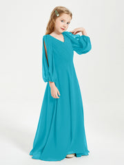 Modest Long Sleeved Junior Bridesmaid Gowns Jade