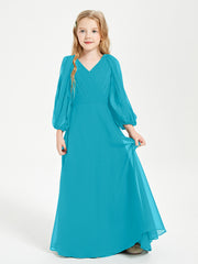 Modest Long Sleeved Junior Bridesmaid Gowns Jade
