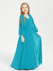 Modest Long Sleeved Junior Bridesmaid Gowns Jade