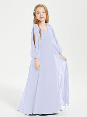 Modest Long Sleeved Junior Bridesmaid Gowns Lavender