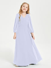 Modest Long Sleeved Junior Bridesmaid Gowns Lavender