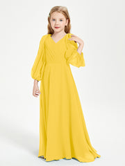 Modest Long Sleeved Junior Bridesmaid Gowns Marigold