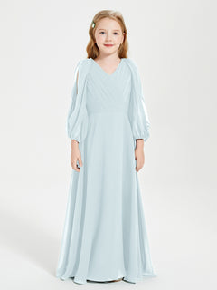 Modest Long Sleeved Junior Bridesmaid Gowns Mist