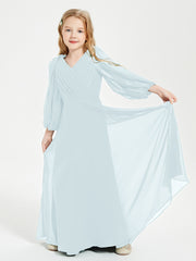 Modest Long Sleeved Junior Bridesmaid Gowns Mist