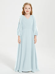 Modest Long Sleeved Junior Bridesmaid Gowns Mist