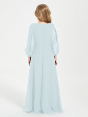 Modest Long Sleeved Junior Bridesmaid Gowns Mist