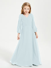Modest Long Sleeved Junior Bridesmaid Gowns Mist
