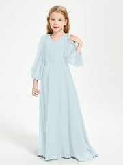 Modest Long Sleeved Junior Bridesmaid Gowns Mist