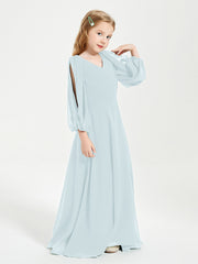 Modest Long Sleeved Junior Bridesmaid Gowns Mist