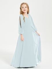 Modest Long Sleeved Junior Bridesmaid Gowns Mist