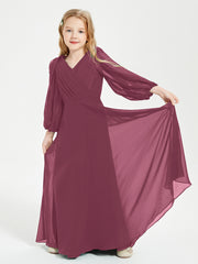 Modest Long Sleeved Junior Bridesmaid Gowns Mulberry