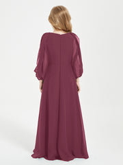 Modest Long Sleeved Junior Bridesmaid Gowns Mulberry
