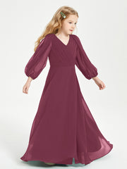 Modest Long Sleeved Junior Bridesmaid Gowns Mulberry