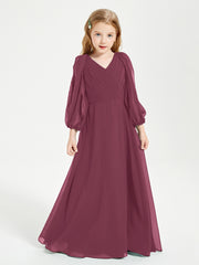Modest Long Sleeved Junior Bridesmaid Gowns Mulberry