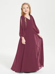 Modest Long Sleeved Junior Bridesmaid Gowns Mulberry