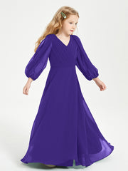 Modest Long Sleeved Junior Bridesmaid Gowns Regency