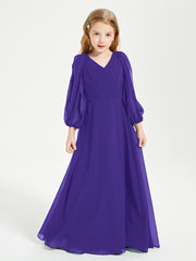 Modest Long Sleeved Junior Bridesmaid Gowns Regency