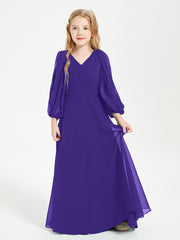 Modest Long Sleeved Junior Bridesmaid Gowns Regency