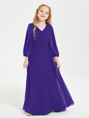 Modest Long Sleeved Junior Bridesmaid Gowns Regency