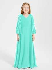 Modest Long Sleeved Junior Bridesmaid Gowns Spa