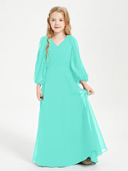 Modest Long Sleeved Junior Bridesmaid Gowns Spa