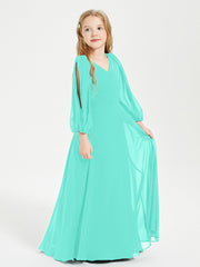 Modest Long Sleeved Junior Bridesmaid Gowns Spa