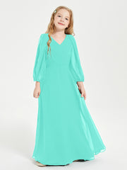 Modest Long Sleeved Junior Bridesmaid Gowns Spa