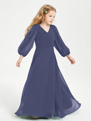 Modest Long Sleeved Junior Bridesmaid Gowns Stormy