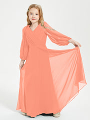 Modest Long Sleeved Junior Bridesmaid Gowns Sunset