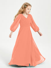 Modest Long Sleeved Junior Bridesmaid Gowns Sunset